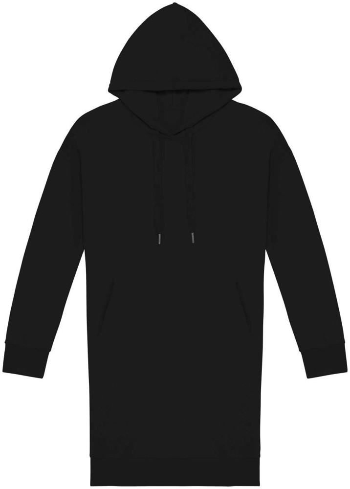 Ecologische sweaterjurk met capuchon - black