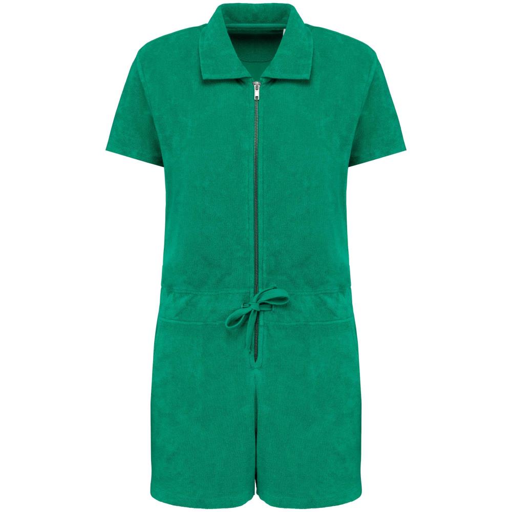 Ecologisch badstof jumpsuit voor dames - malachite green
